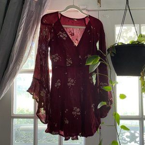 Embroidered Free People Dress Bell Sleeves